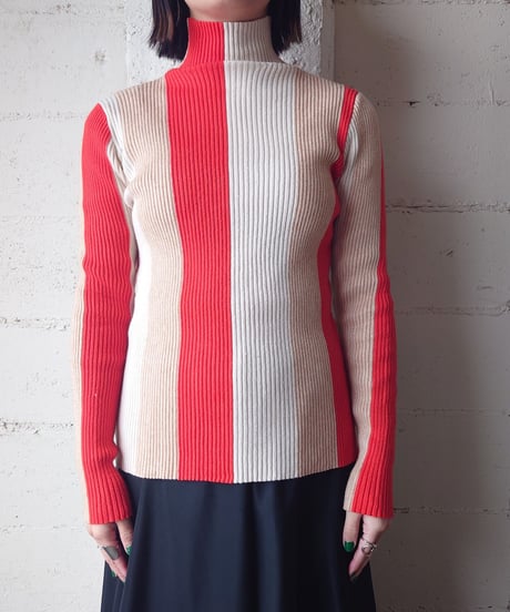 Tricolor Bottleneck Rib Knit ORBEIV