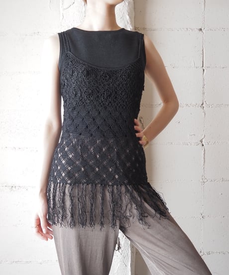 Crochet Fringe Hem Camisole BK