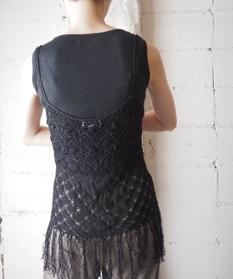 Crochet Fringe Hem Camisole BK