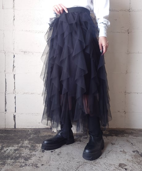 Ruffled Tulle Tiered Skirt BK