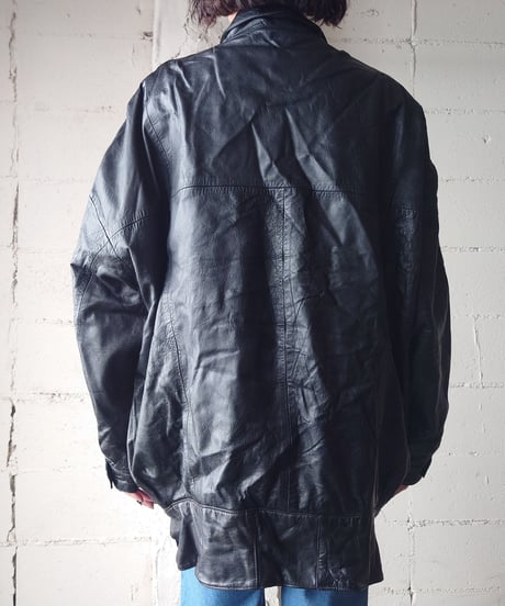 Stand Collar Leather Jacket BK