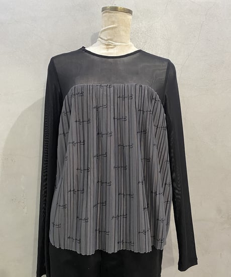 Andy Warhol Autograph Pattern Sheer × Pleats Tops BKGR