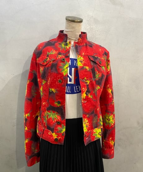DOLCE&GABBANA Strawberry Pattern Denim Jacket RE