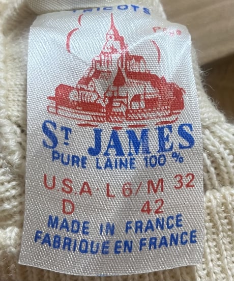 St JAMES Mock Neck Border Knit WHBK