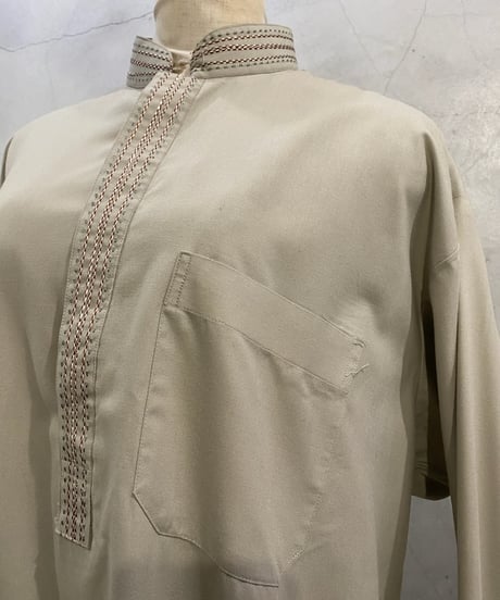 Mao Collar Embroidery Long Shirt GR