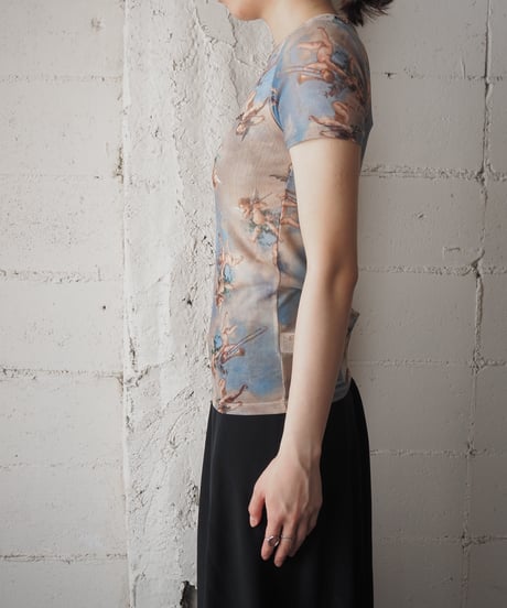 Angel Print Short Sleeve Sheer Tee LBLBE