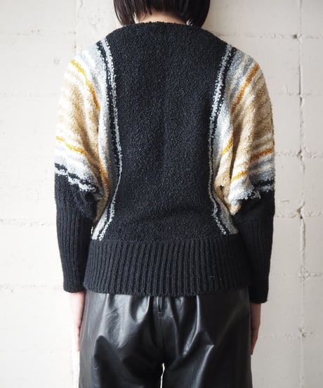 Dolman Sleeve Stripe Knit BKWHYE