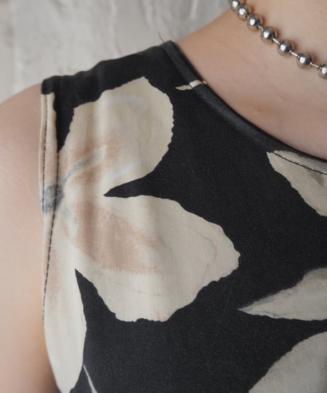 Flower Pattern Sleeveless Dress BKIV