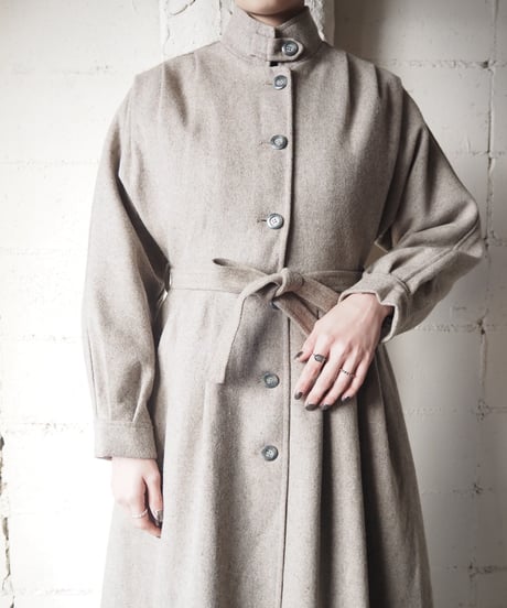 Stand Collar Tuck Waist Belt Coat BE