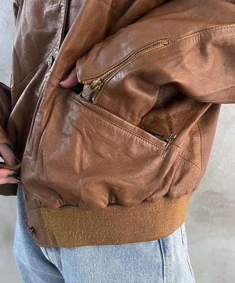 Front Button Leather Blouson BR