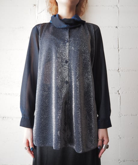 Sheer Sleeve Lame Mix Shirt SV NV