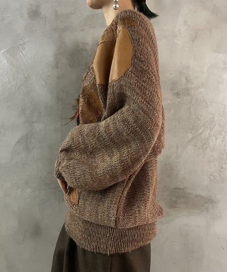 Mohair×Leather Design Knit BRBE