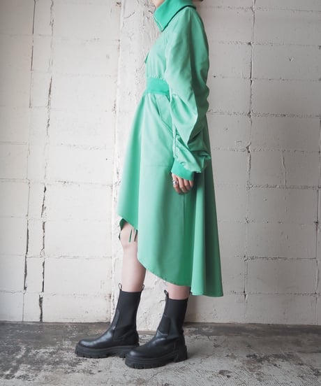 Gather Sleeve Zip Up Dress Coat GN