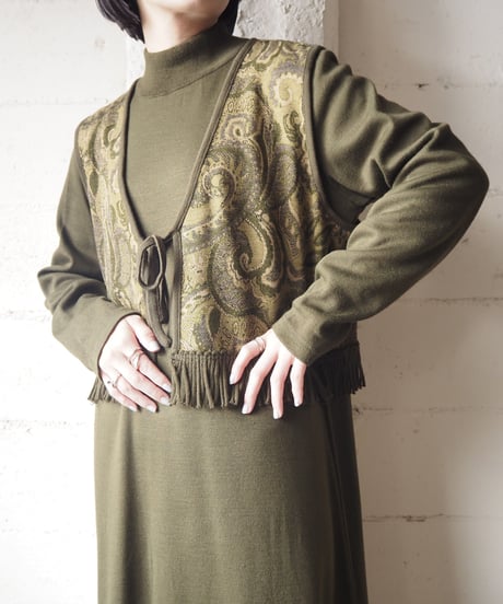 Layered Design Mock Neck Knit Dress KA