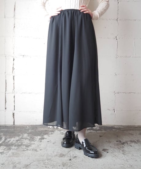 Sheer Layered Easy Flare Skirt BK