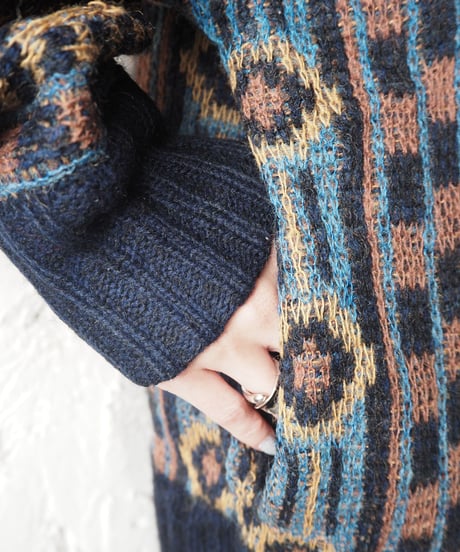 Stand Collar Pattern Knit Jacket NVMU