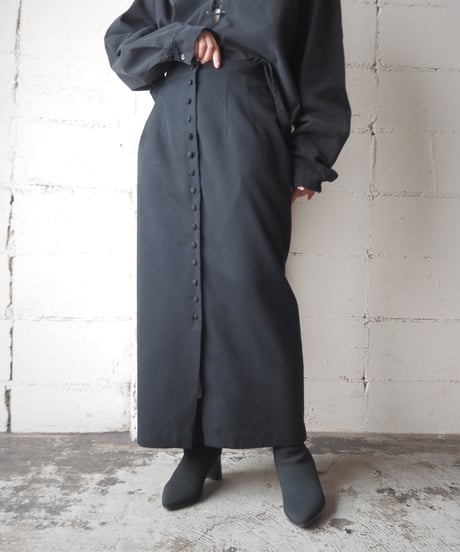 Front Button Tight Skirt BK
