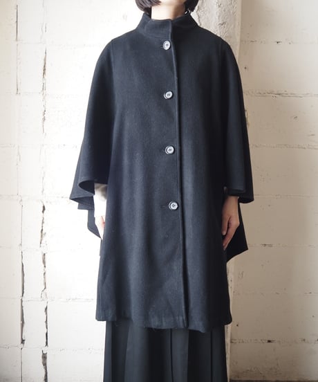 Stand Collar Poncho Coat BK