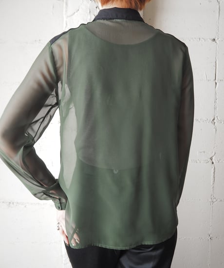 Bicolor Sheer Shirt GNBK