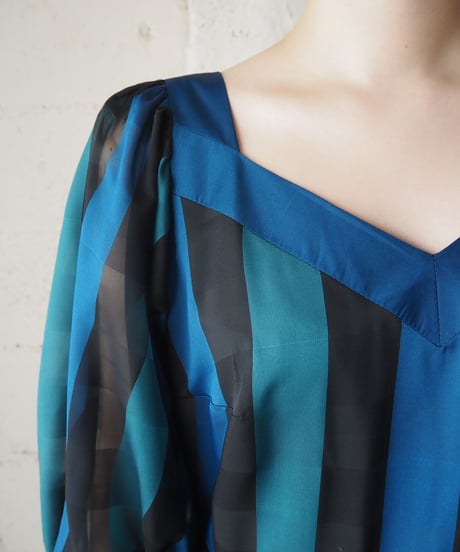 Puffsleeve Seethrough Border Dress BLBK