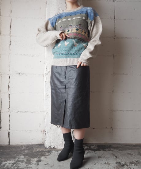 1980's Eddie Bauer Ranch Pattern Knit BE BL GN