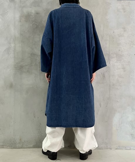 Open Collar Denim Shirt Coat BL