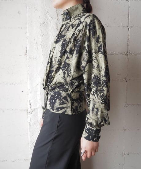 Pattern Stand Collar Shirt LGNBK