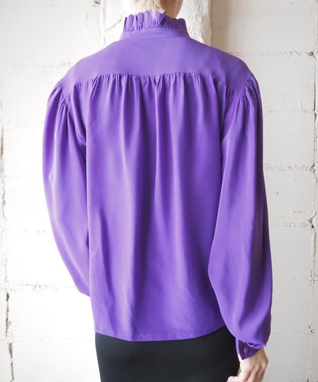 Frill Collar Fly Front Blouse PUR