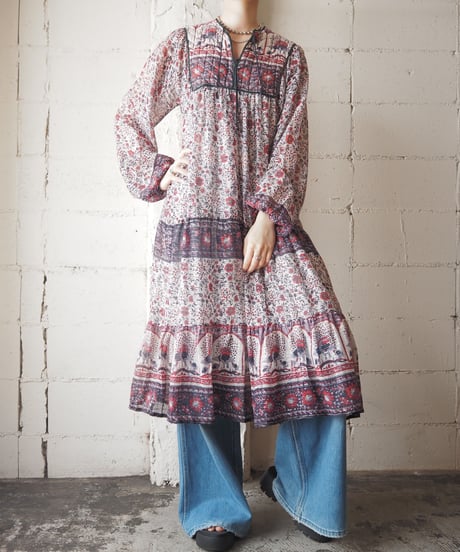 1970's Vintage Indian Cotton Dress PUR