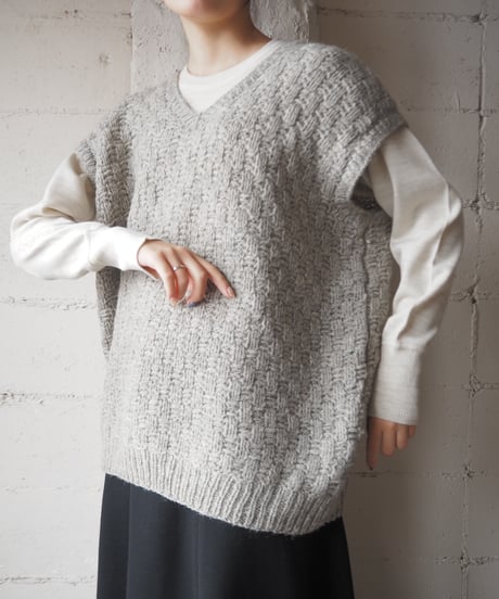 Vneck Oversized Knit Vest GR