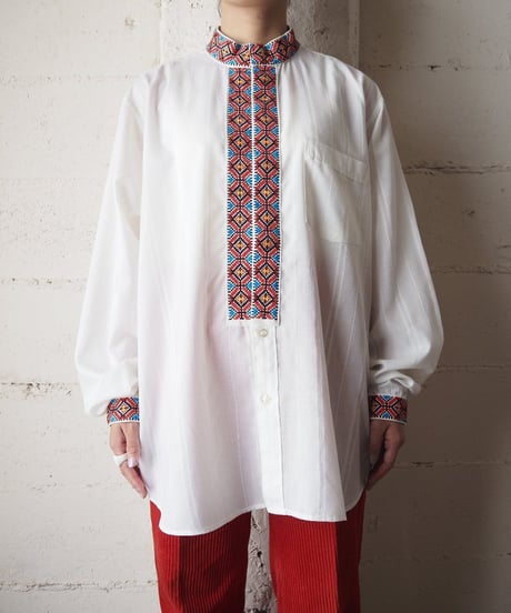 1960's Embroidery Shadow Stripe shirt IVRE