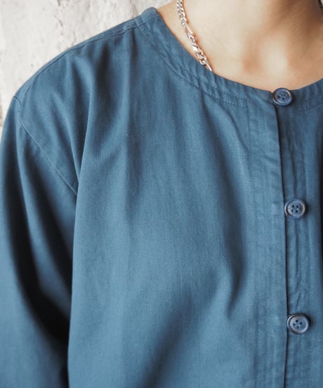 L.L.Bean Collarless Cotton Shirt BL