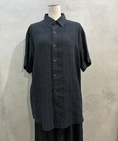 PERRY ELLIS Linen Mix S/S Shirt BK