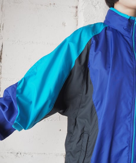 NIKE 1990's Tricolor Stand Collar Nylon Jacket PUR BL BK