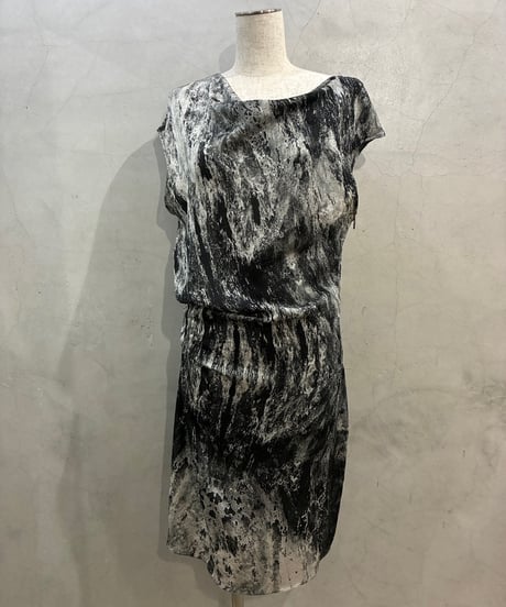 HELMUT LANG Silk Mix Print Drape Dress GRBK