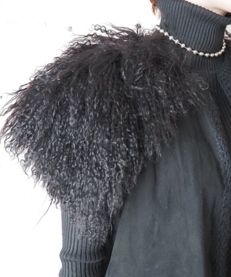 Fur Collar Leather Vest BK