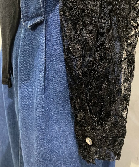 L/S Lace Shirt Docking Bodysuit BK
