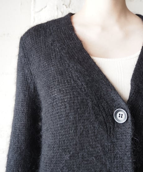 Vneck Mohair Knit Cardigan BK