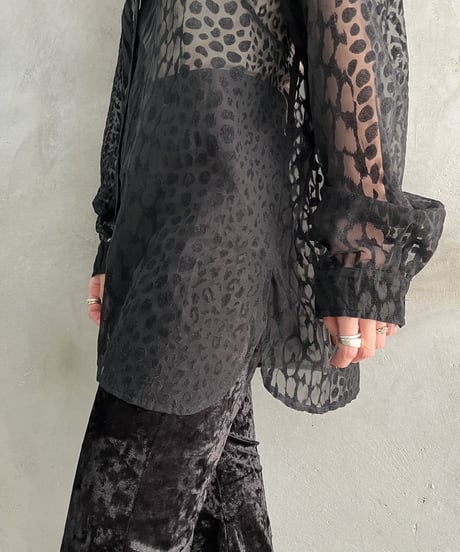 Sheer Mix Animal Pattern Shirt BK