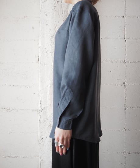 Band Collar Silk Shirt GR