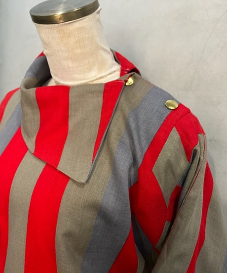 Handmade Turn Over Collar Stripe Shirt GRRE