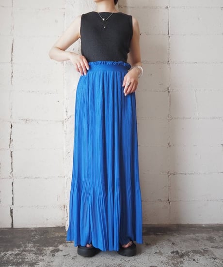 Ruffle Waist Pleats Skirt BL