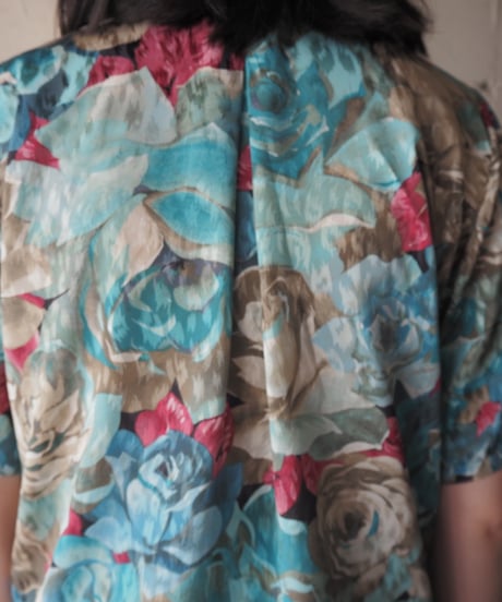 Rose Print Short Sleeve Shirt BL PI
