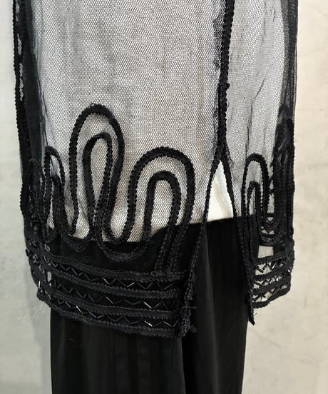 Tape Embroidery × Beads Sheer Vest　BK
