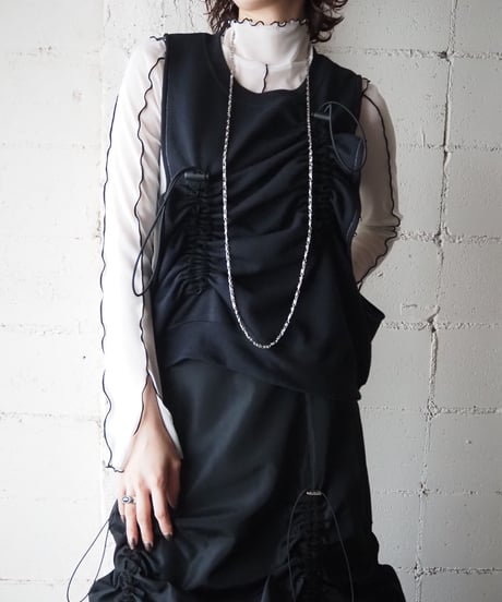 Remake Drawstring Sweat Vest BK