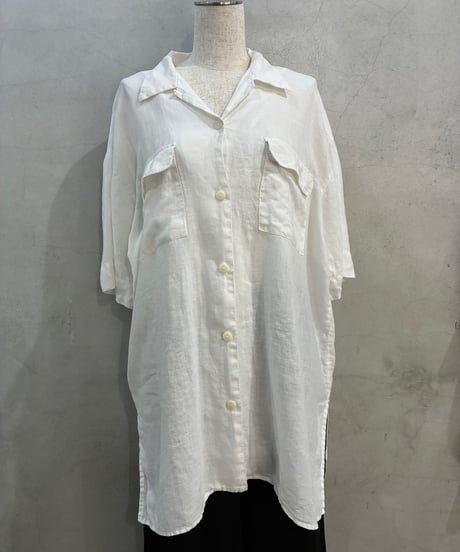 Eddie Bauer S/S Linen Open Collar Shirt WH