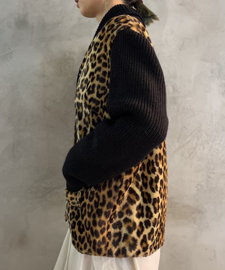 Leopard Pattern Design Knit Jacket BEBK