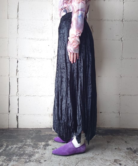 Zigzag Hem Velour Easy Skirt BK