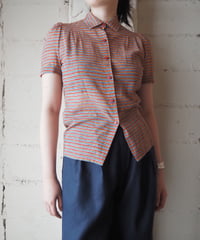 Vintage Christian Dior Multicolor Striped Short Sleeve Shirt RE OR BL