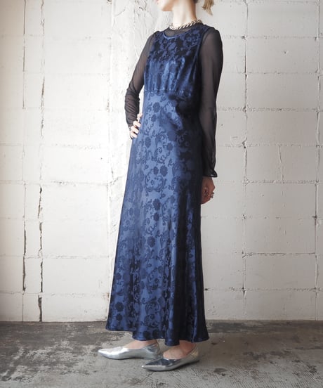 Shadow Botanical Pattern Sleeveless Dress NV